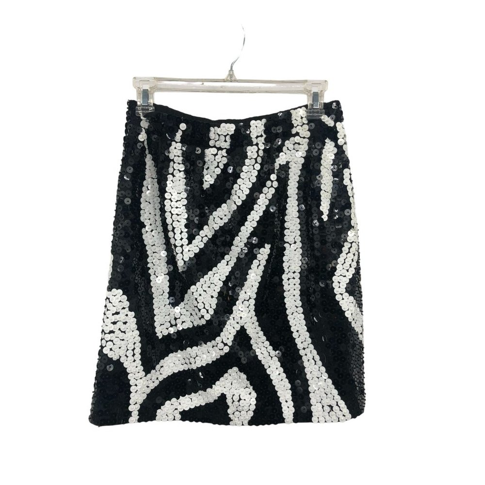 Vintage Cedars Skirt Womens M New with Defects Sequined Black Cream